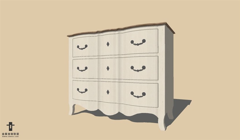 SketchUp草图大师欧式柜子餐边柜SU模型下载Dresser-008SKP模型