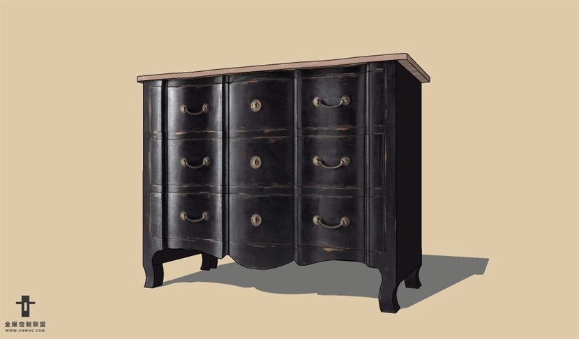 SketchUp草图大师欧式柜子餐边柜SU模型下载Dresser-016SKP模型