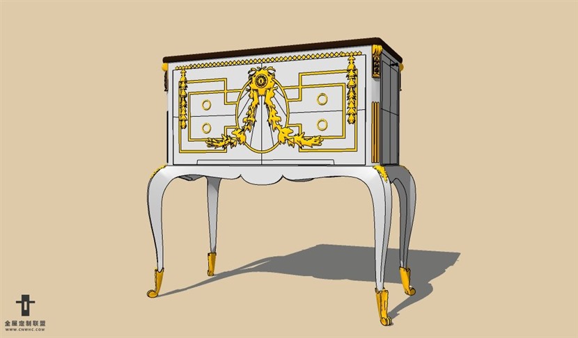 SketchUp草图大师欧式柜子餐边柜SU模型下载Dresser-017SKP模型