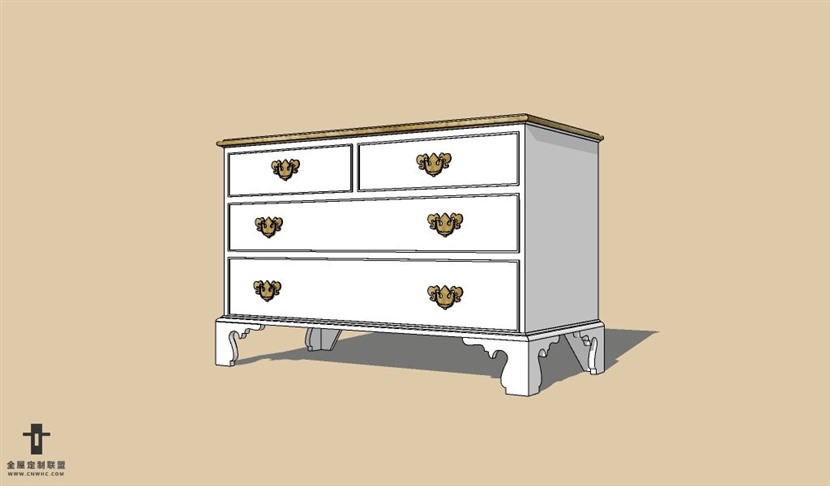 SketchUp草图大师欧式柜子餐边柜SU模型下载Dresser-018SKP模型