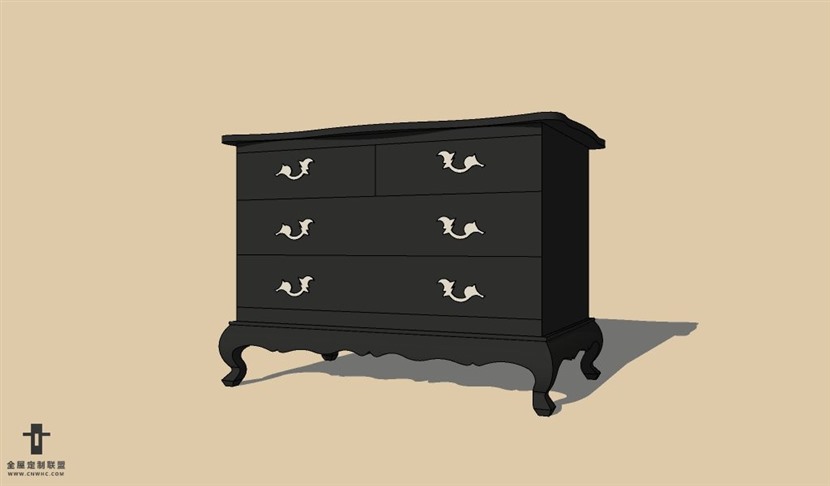 SketchUp草图大师欧式柜子餐边柜SU模型下载Dresser-020SKP模型