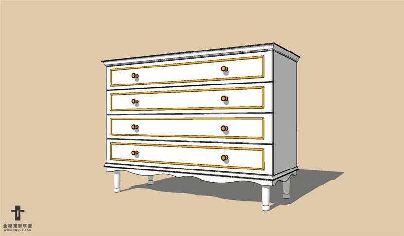 SketchUp草图大师欧式柜子餐边柜SU模型下载Dresser-021SKP模型