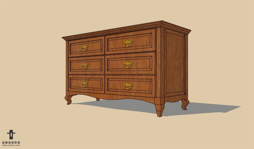 SketchUp草图大师欧式柜子餐边柜SU模型下载Dresser-023SKP模型