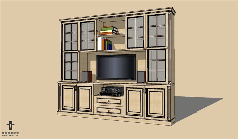 SketchUp草图大师欧式柜子电视柜SU模型下载Entertainment Center-012SKP模型