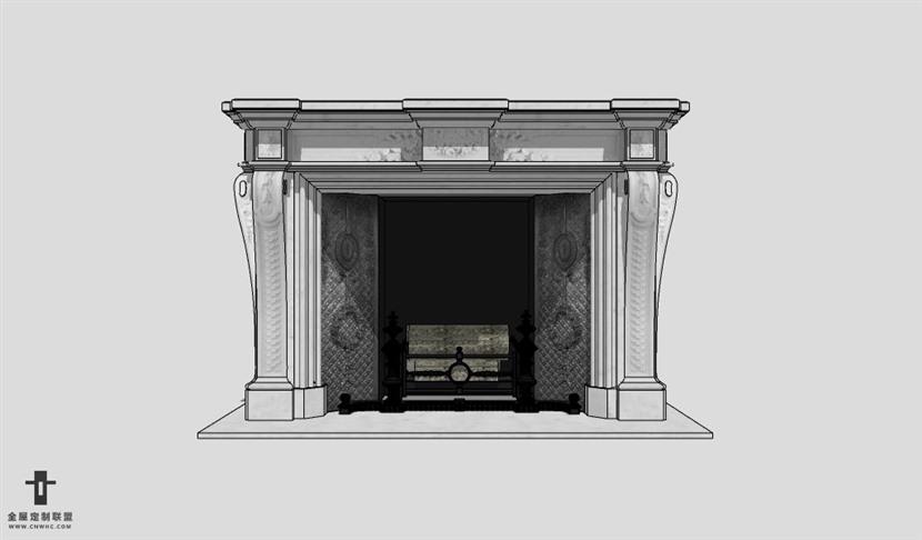 SketchUp草图大师欧式壁炉SU模型下载Fireplace-016SKP模型