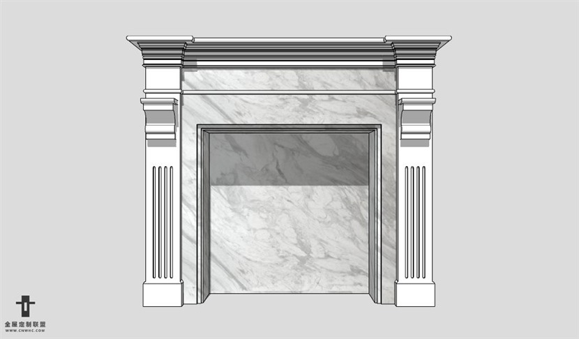 SketchUp草图大师欧式壁炉SU模型Fireplace-011SKP模型