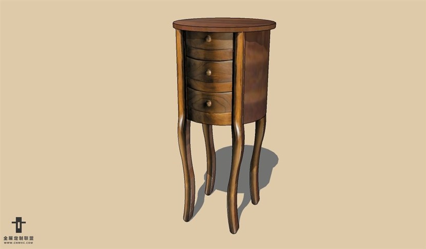 SketchUp草图大师欧式风格床头柜SU模型下载Nightstand-001SKP模型