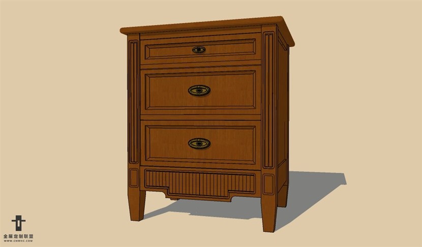 SketchUp草图大师欧式柜子床头柜SU模型下载Nightstand-001SKP模型