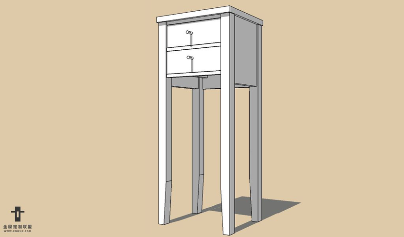 SketchUp草图大师欧式风格床头柜SU模型下载Nightstand-002SKP模型