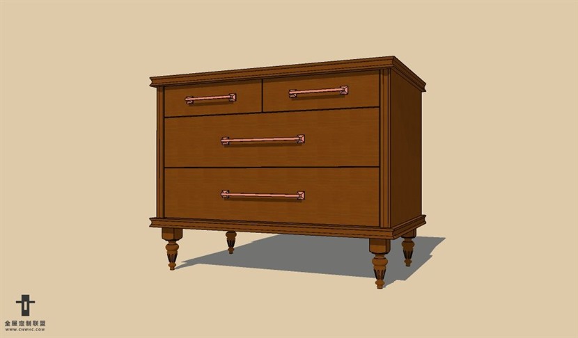 SketchUp草图大师欧式风格床头柜SU模型下载Nightstand-003SKP模型