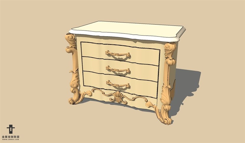 SketchUp草图大师欧式柜子床头柜SU模型下载Nightstand-004SKP模型