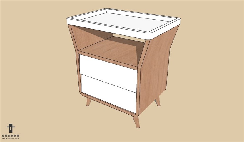 SketchUp草图大师北欧风格床头柜SU模型下载Nightstand-007SKP模型