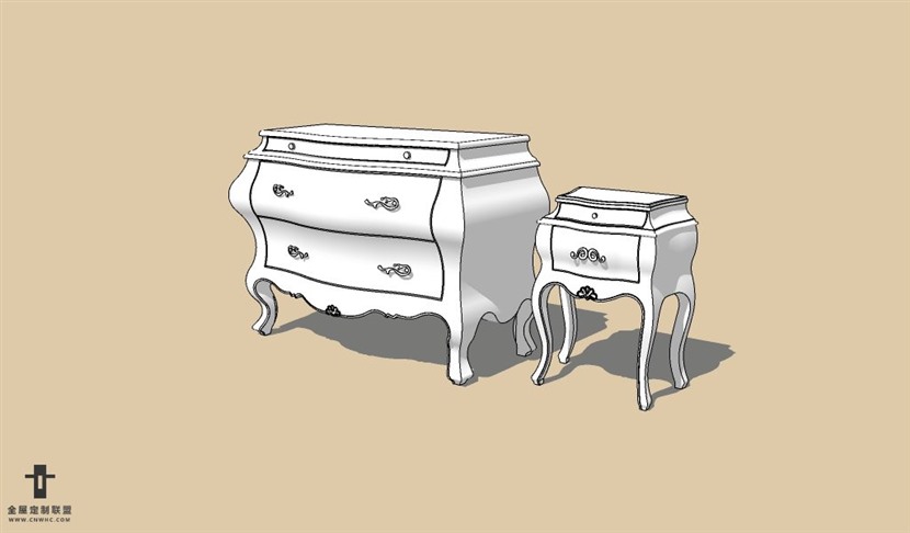 SketchUp草图大师欧式柜子床头柜SU模型下载Nightstand-007SKP模型