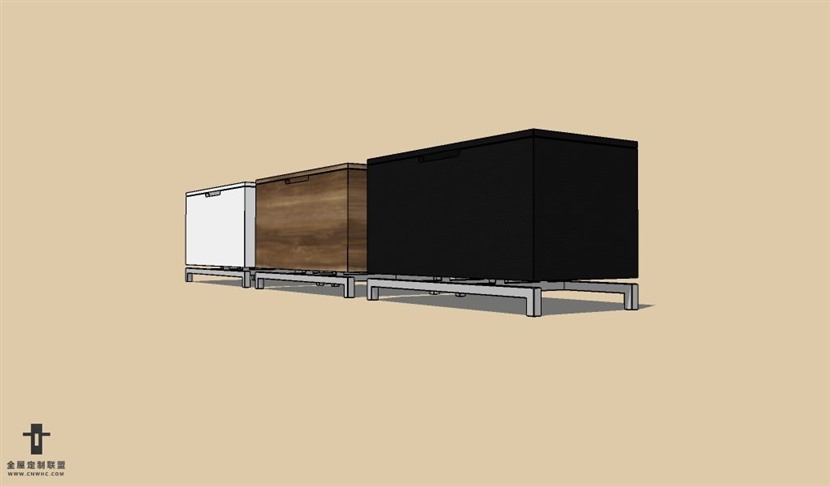 SketchUp草图大师现代风格床头柜SU模型下载Nightstand-008SKP模型