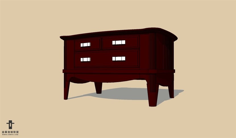 SketchUp草图大师美式风格床头柜SU模型Nightstand-009SKP模型