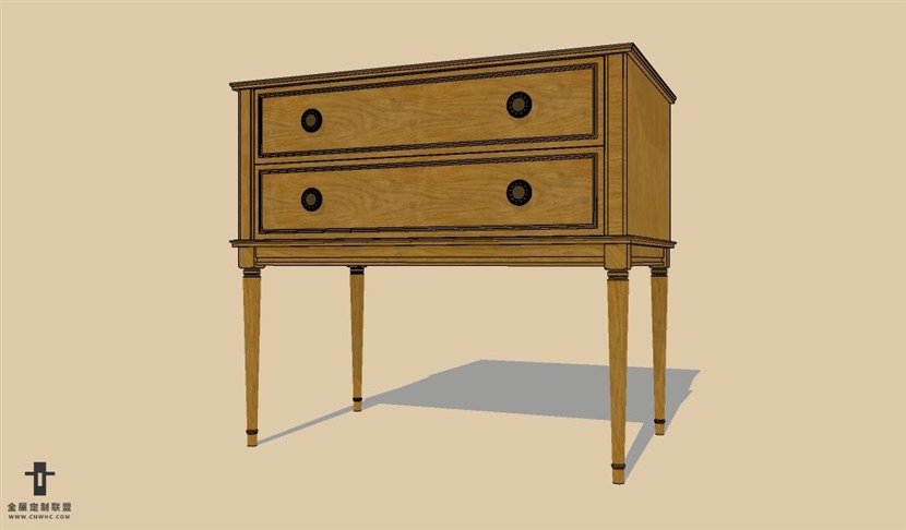 SketchUp草图大师欧式风格床头柜SU模型下载Nightstand-011SKP模型