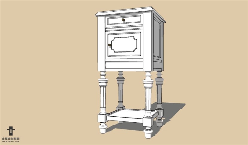 SketchUp草图大师欧式柜子床头柜SU模型下载Nightstand-011SKP模型