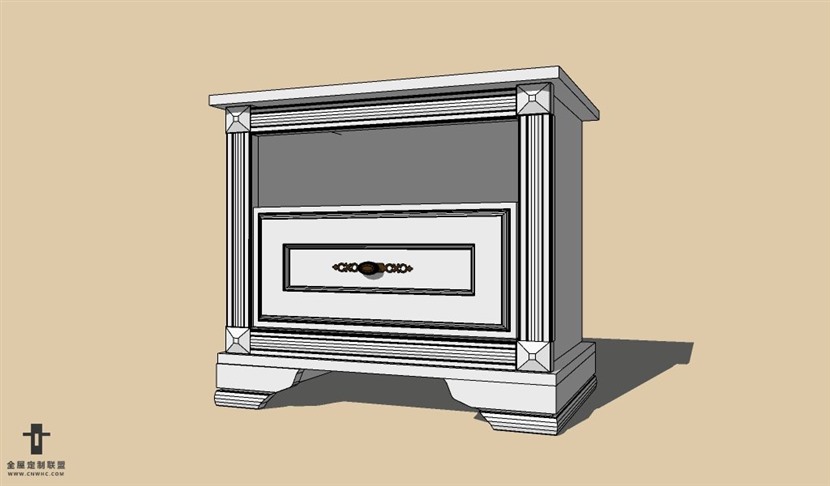 SketchUp草图大师欧式柜子床头柜SU模型下载Nightstand-016SKP模型