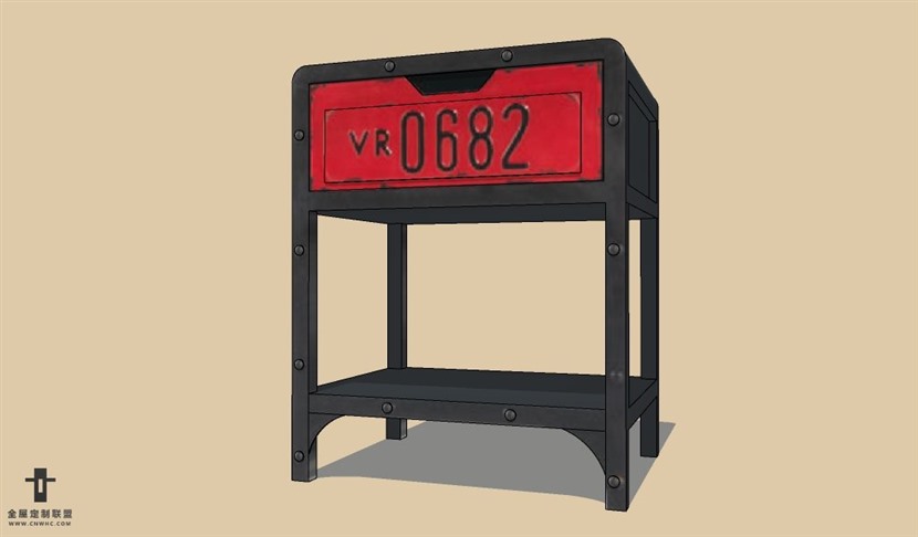 SketchUp草图大师Loft复古工业风床头柜SU模型下载Nightstand-026SKP模型