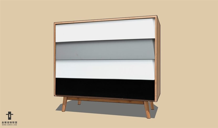 SketchUp草图大师北欧风格床头柜SU模型下载Nightstand-036SKP模型