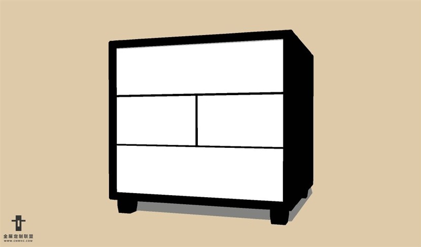 SketchUp草图大师现代风格床头柜SU模型Nightstand-039SKP模型