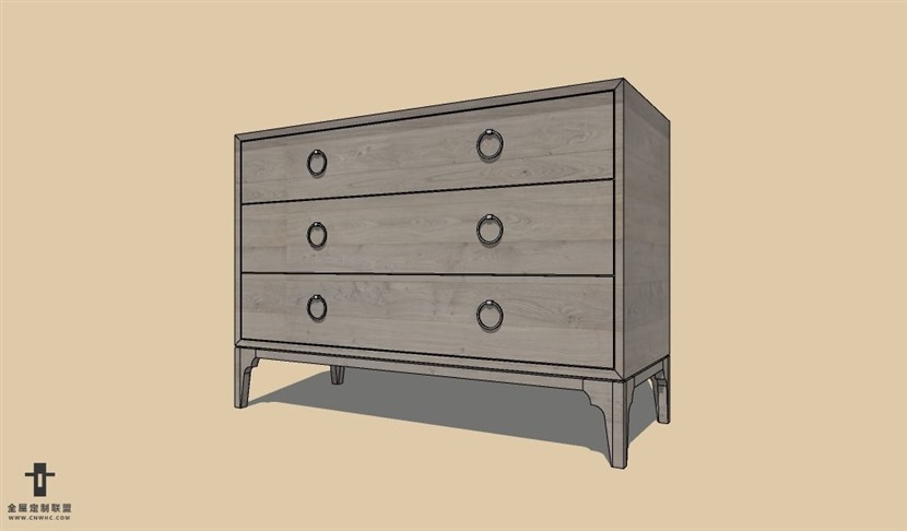 SketchUp草图大师现代风格床头柜SU模型下载Nightstand-043SKP模型