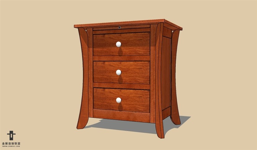 SketchUp草图大师美式风格床头柜SU模型下载Nightstand-053SKP模型