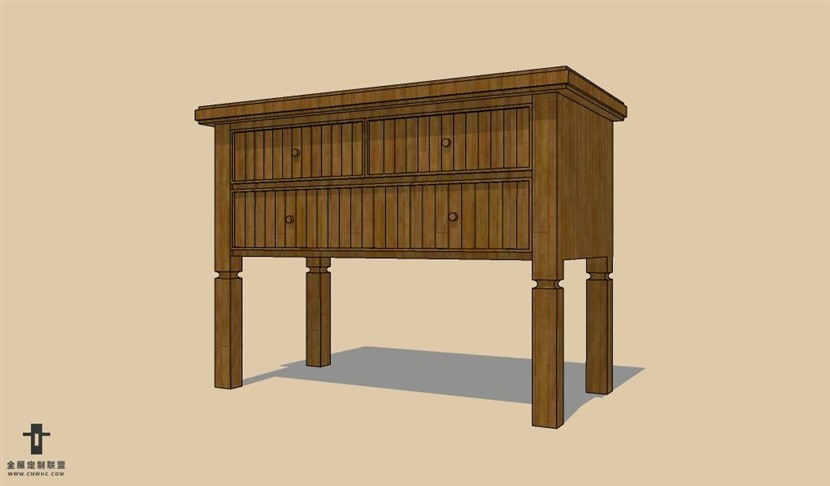 SketchUp草图大师美式风格床头柜SU模型下载Nightstand-055SKP模型