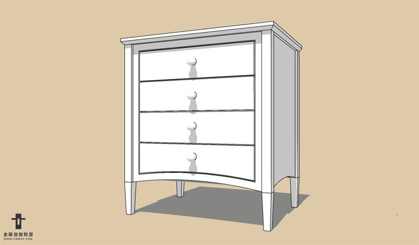 SketchUp草图大师简欧风格床头柜SU模型Nightstand-057SKP模型