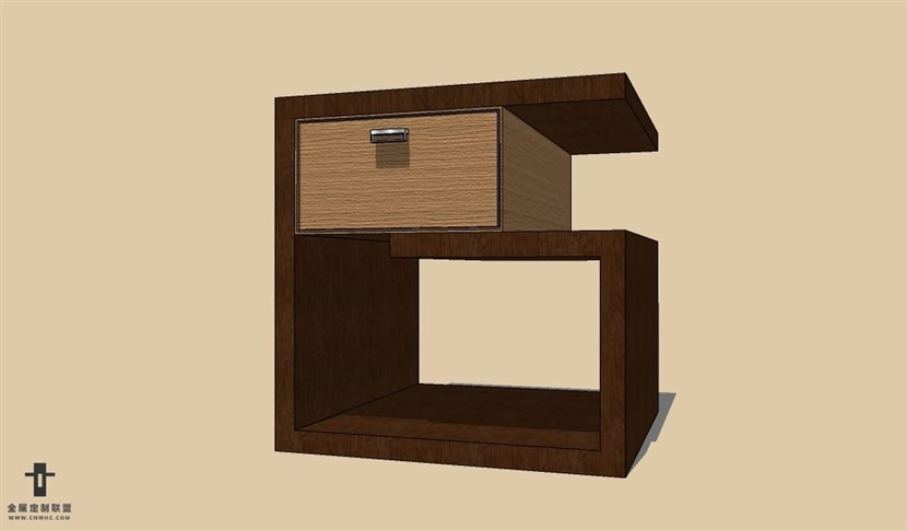 SketchUp草图大师现代风格床头柜SU模型Nightstand-058SKP模型