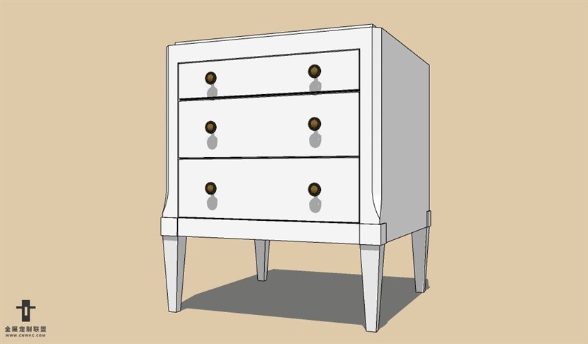 SketchUp草图大师简欧风格床头柜SU模型Nightstand-066SKP模型