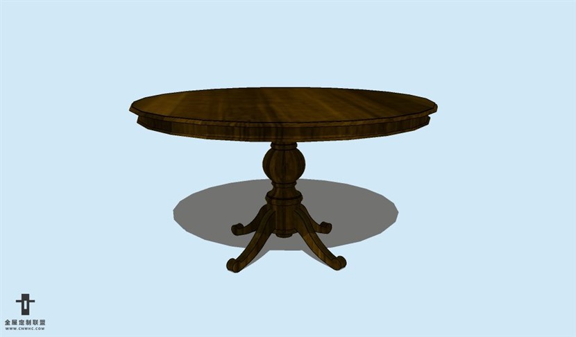 SketchUp草图大师圆餐桌子SU模型Round table-015SKP模型