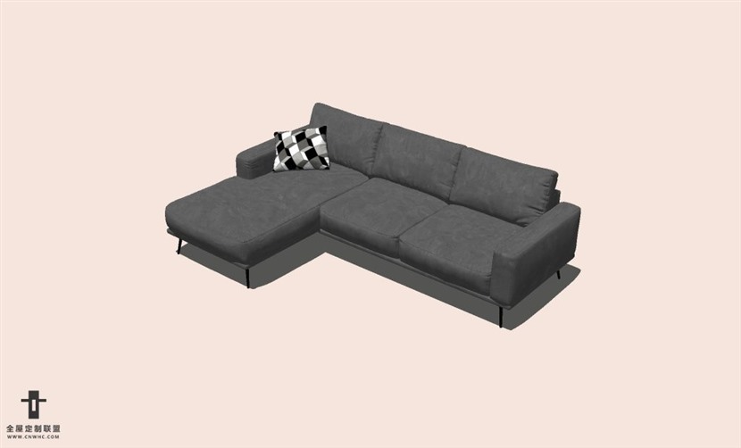 SketchUp草图大师L型沙发SU模型下载-Sofa-002SKP模型