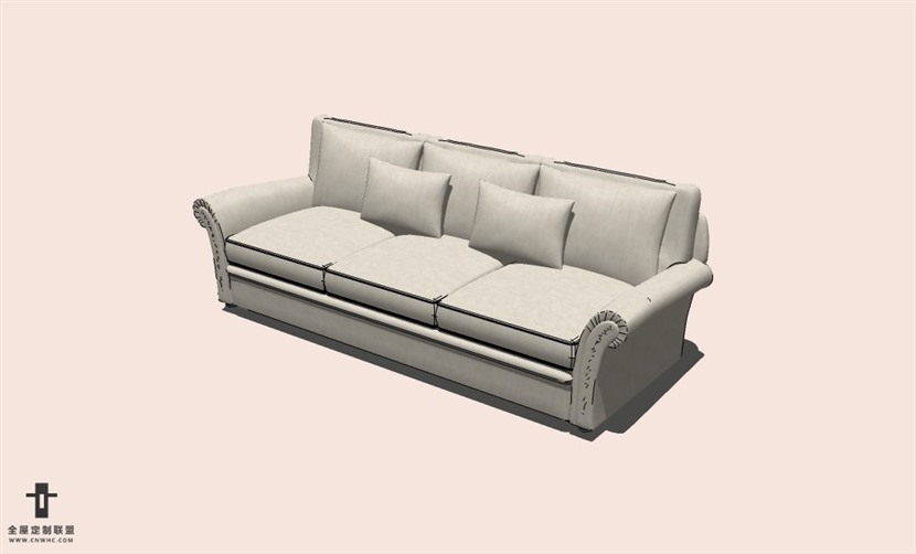 SketchUp草图大师多人沙发SU模型下载-Sofa-003SKP模型