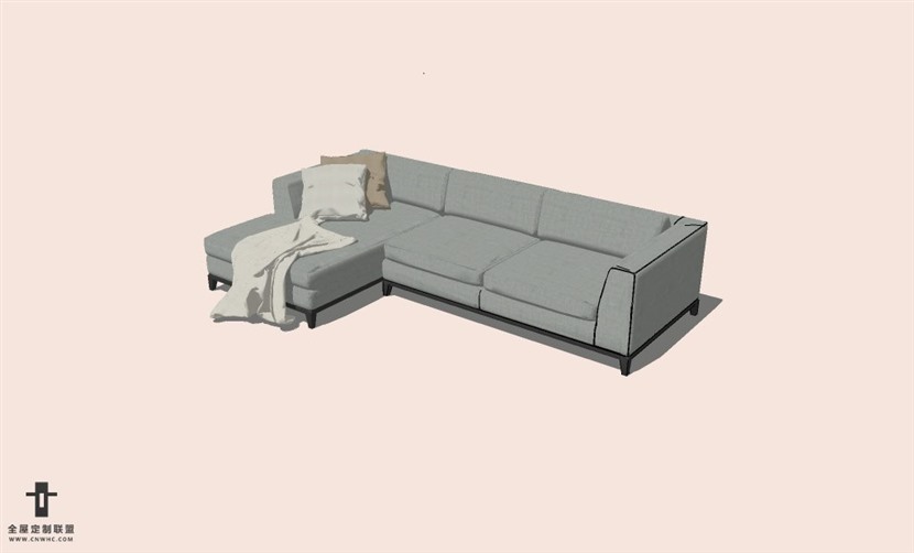 SketchUp草图大师L型沙发SU模型下载-Sofa-003SKP模型