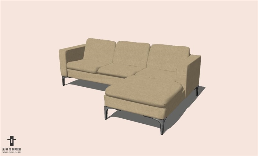 SketchUp草图大师L型沙发SU模型下载-Sofa-006SKP模型