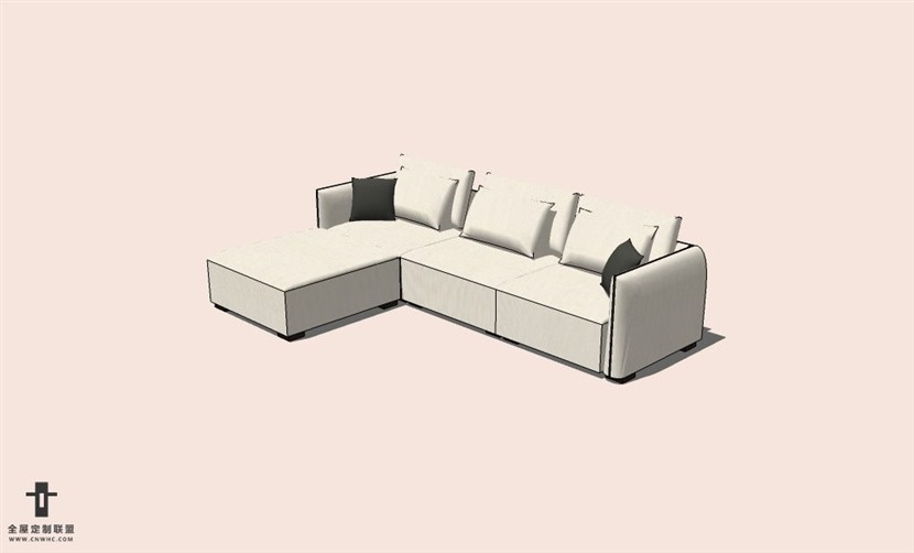 SketchUp草图大师L型沙发SU模型下载-Sofa-009SKP模型