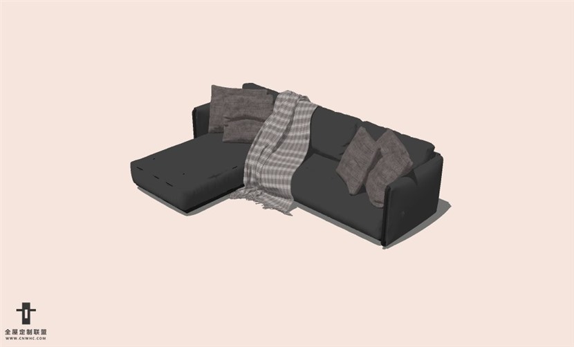 SketchUp草图大师L型沙发SU模型下载-Sofa-014SKP模型