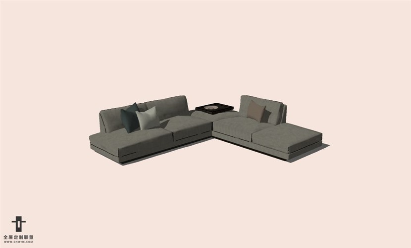 SketchUp草图大师L型沙发SU模型下载-Sofa-015SKP模型