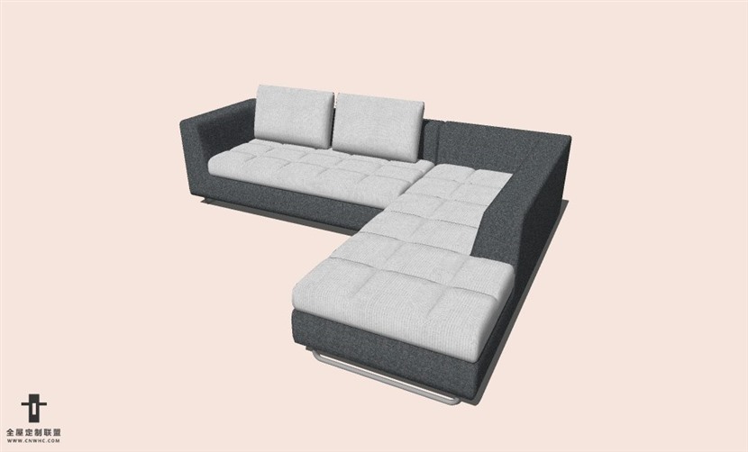 SketchUp草图大师L型沙发SU模型下载-Sofa-023SKP模型