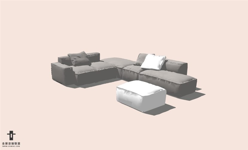 SketchUp草图大师L型沙发SU模型下载-Sofa-029SKP模型