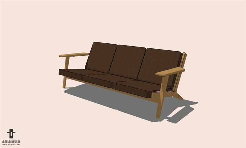 SketchUp草图大师多人沙发SU模型下载-Sofa-046SKP模型