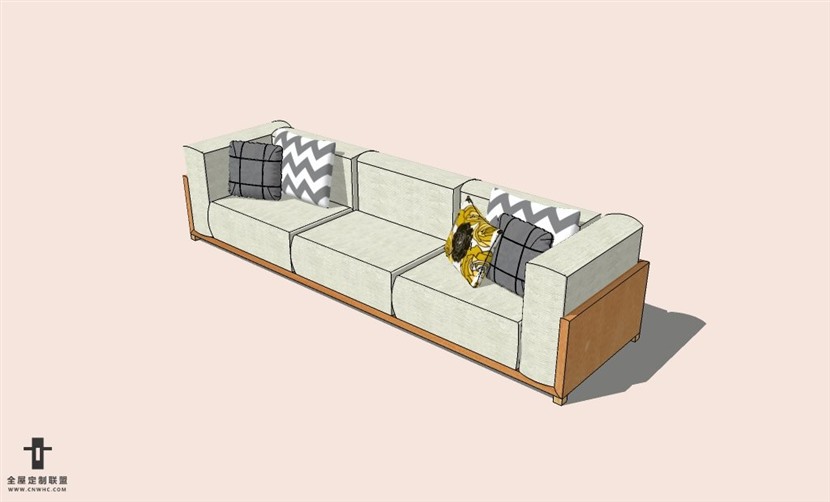 SketchUp草图大师多人沙发SU模型下载-Sofa-049SKP模型