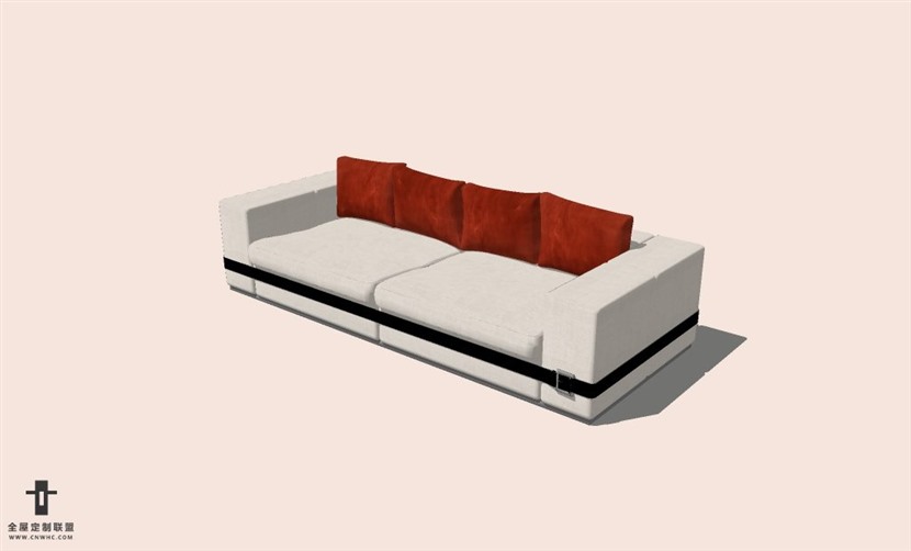 SketchUp草图大师多人沙发SU模型下载-Sofa-055SKP模型