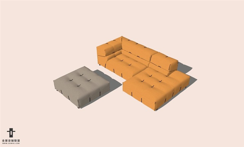 SketchUp草图大师多人沙发SU模型下载-Sofa-068SKP模型