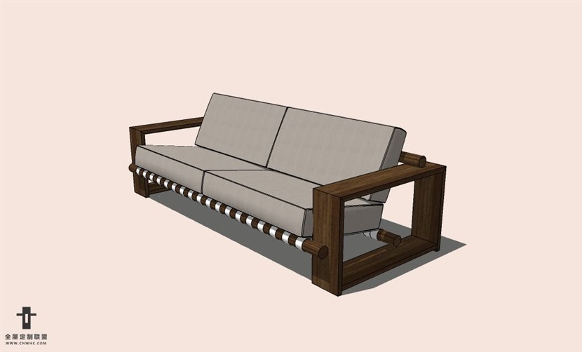 SketchUp草图大师多人沙发SU模型下载-Sofa-078SKP模型