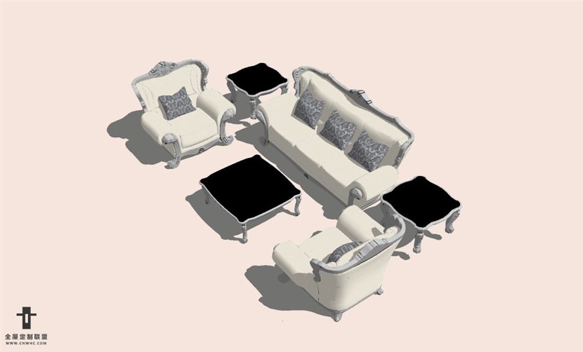 SketchUp草图大师组合沙发SU模型下载-Sofa-020SKP模型