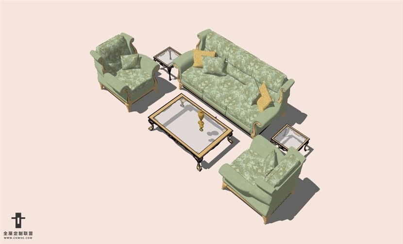 SketchUp草图大师组合沙发SU模型下载-Sofa-021SKP模型