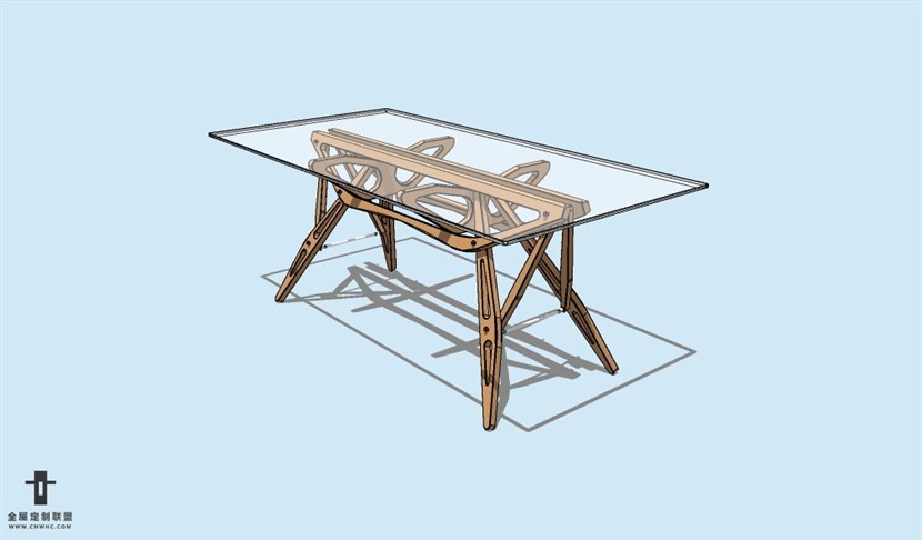 SketchUp草图大师方餐桌子SU模型Table-056SKP模型