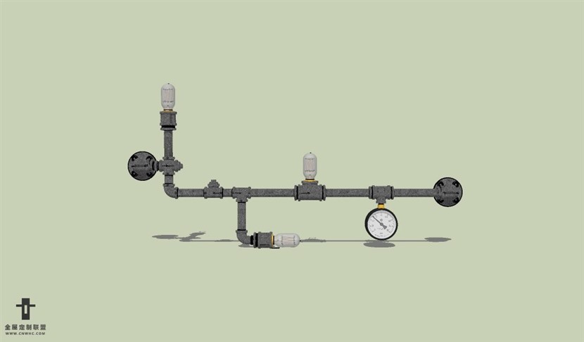 SketchUp草图大师工业风风格壁灯SU模型下载Wall light-037SKP模型